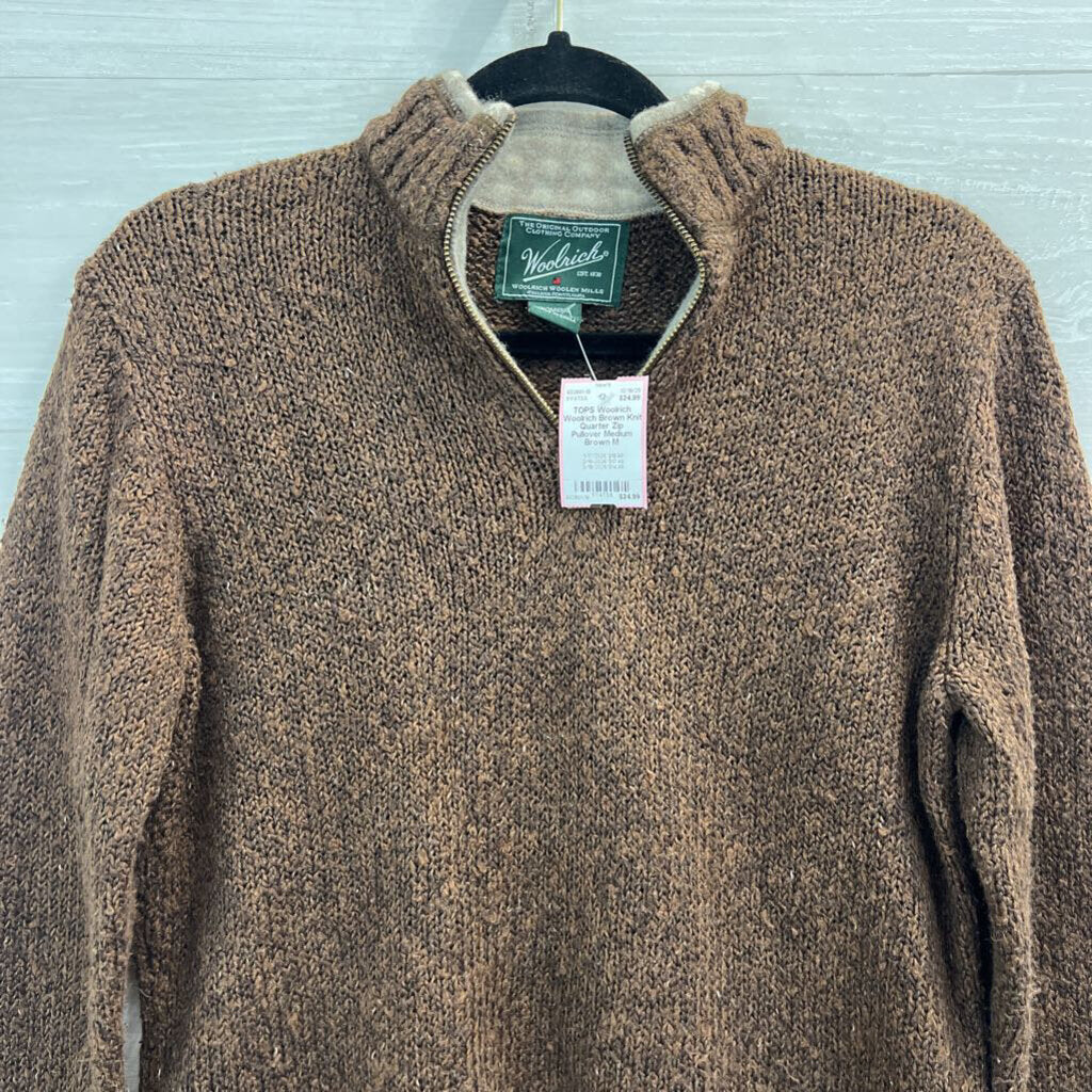 Woolrich Brown Knit Quarter Zip Pullover Medium