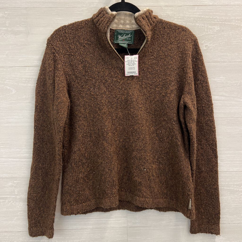 Woolrich Brown Knit Quarter Zip Pullover Medium