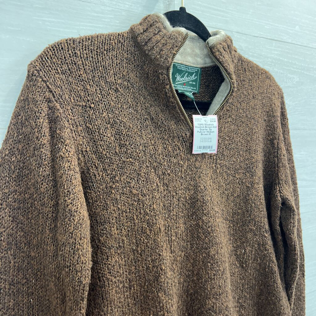 Woolrich Brown Knit Quarter Zip Pullover Medium