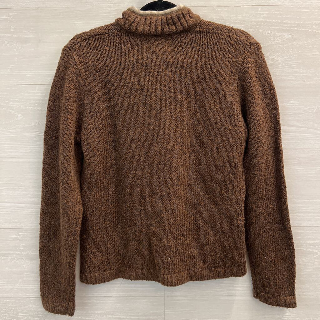 Woolrich Brown Knit Quarter Zip Pullover Medium