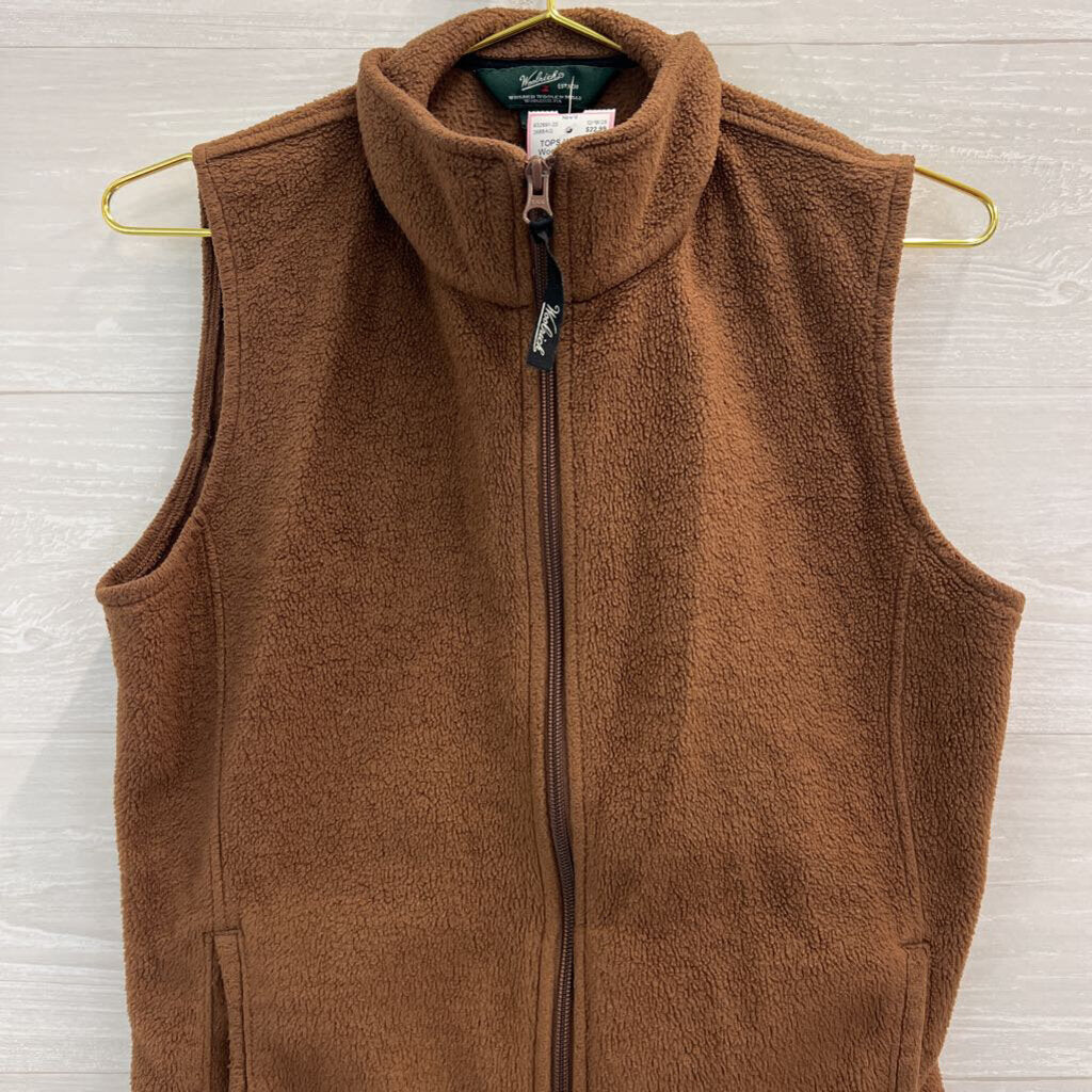 Woolrich Brown Fleece Zip Up Vest Medium
