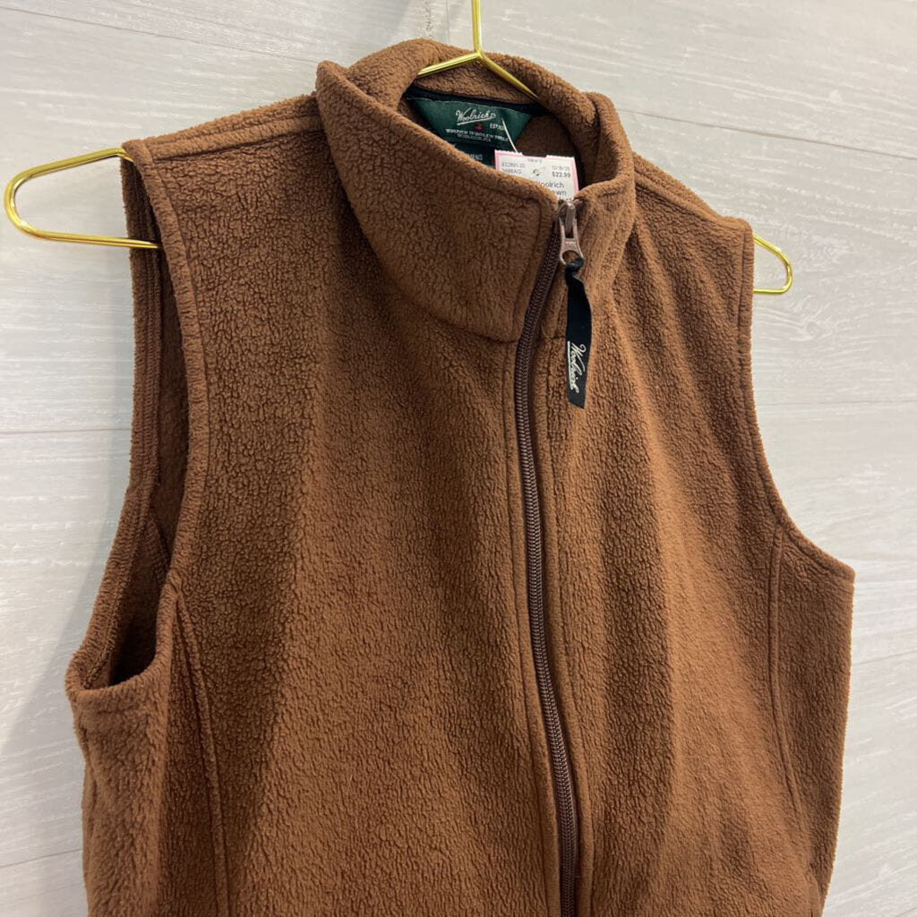 Woolrich Brown Fleece Zip Up Vest Medium