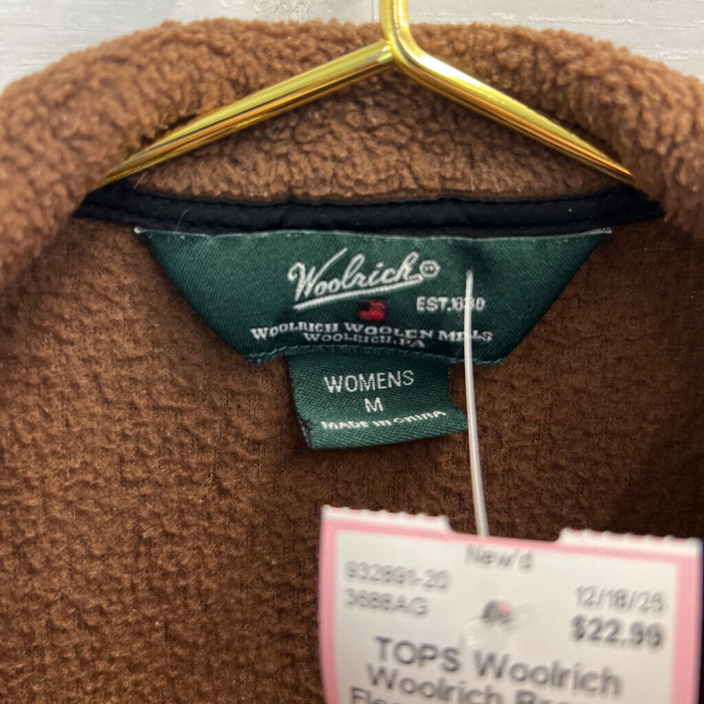 Woolrich Brown Fleece Zip Up Vest Medium