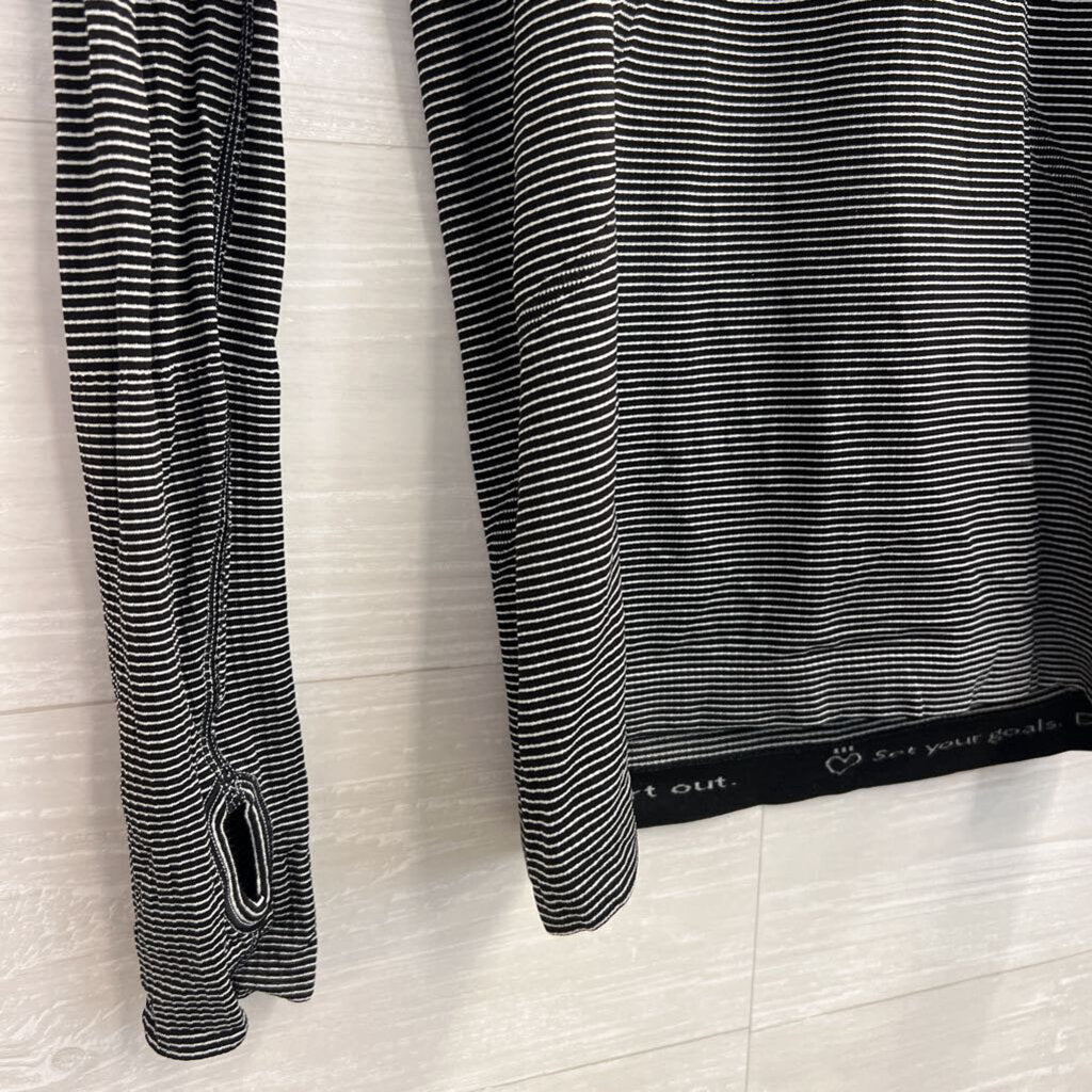 Lululemon Black/ White Striped Long Sleeve Athletic Top 8