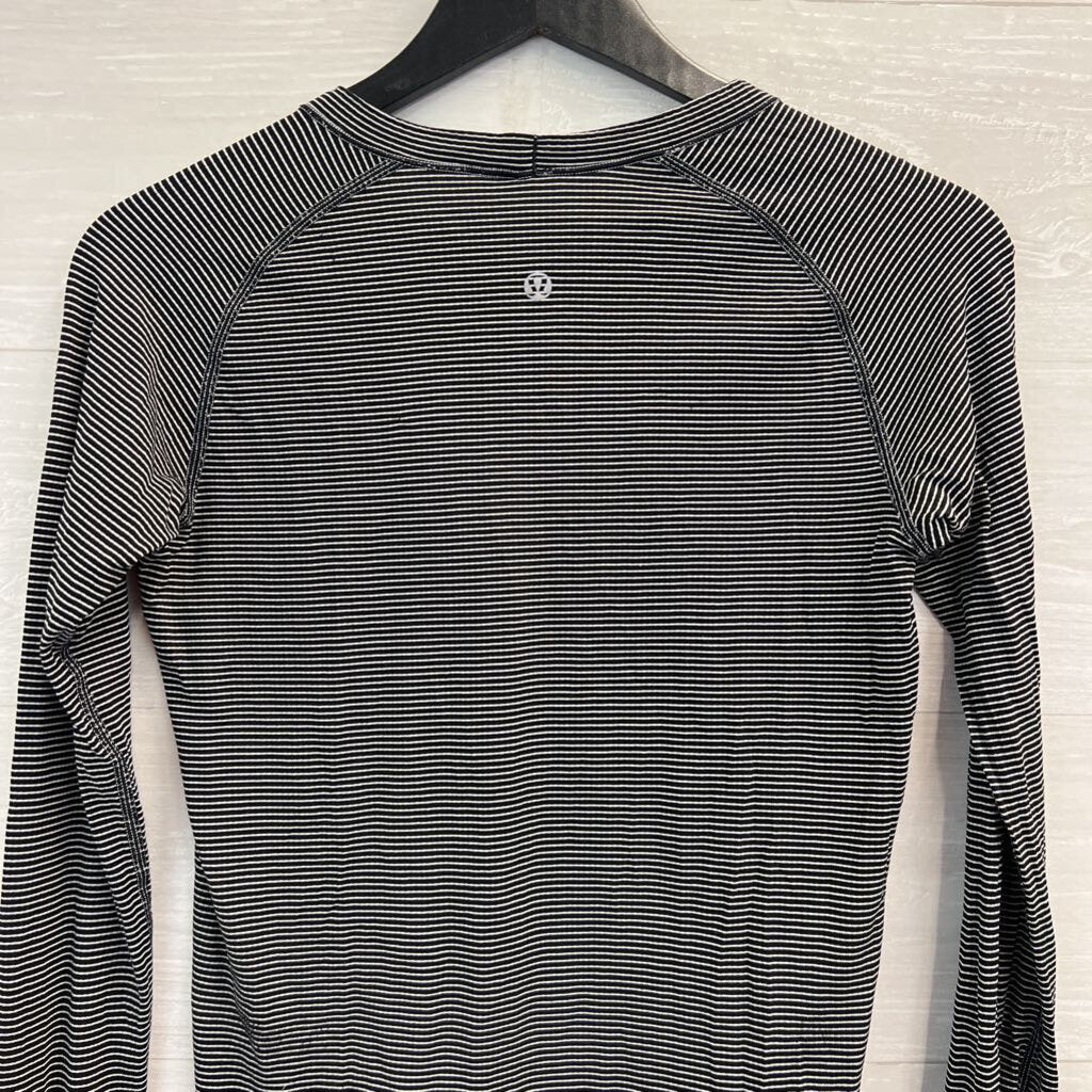 Lululemon Black/ White Striped Long Sleeve Athletic Top 8