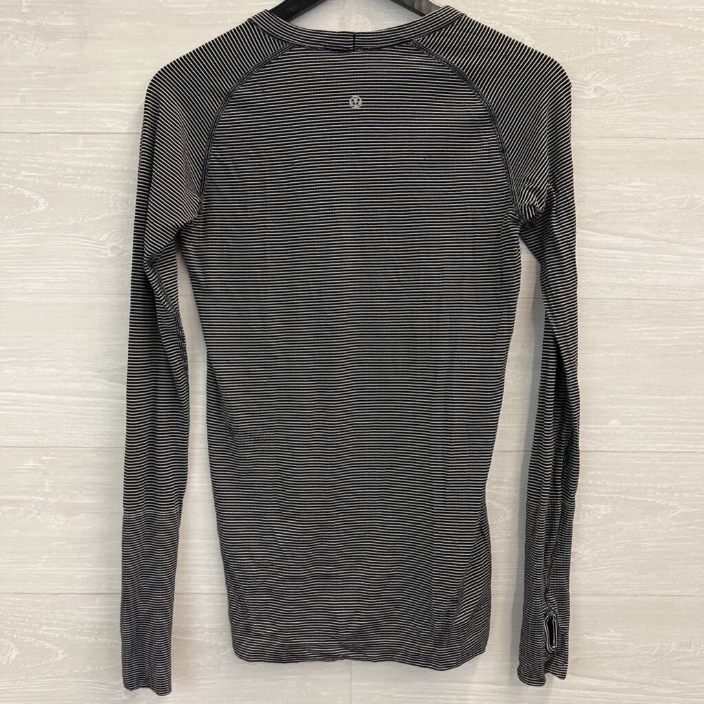 Lululemon Black/ White Striped Long Sleeve Athletic Top 8
