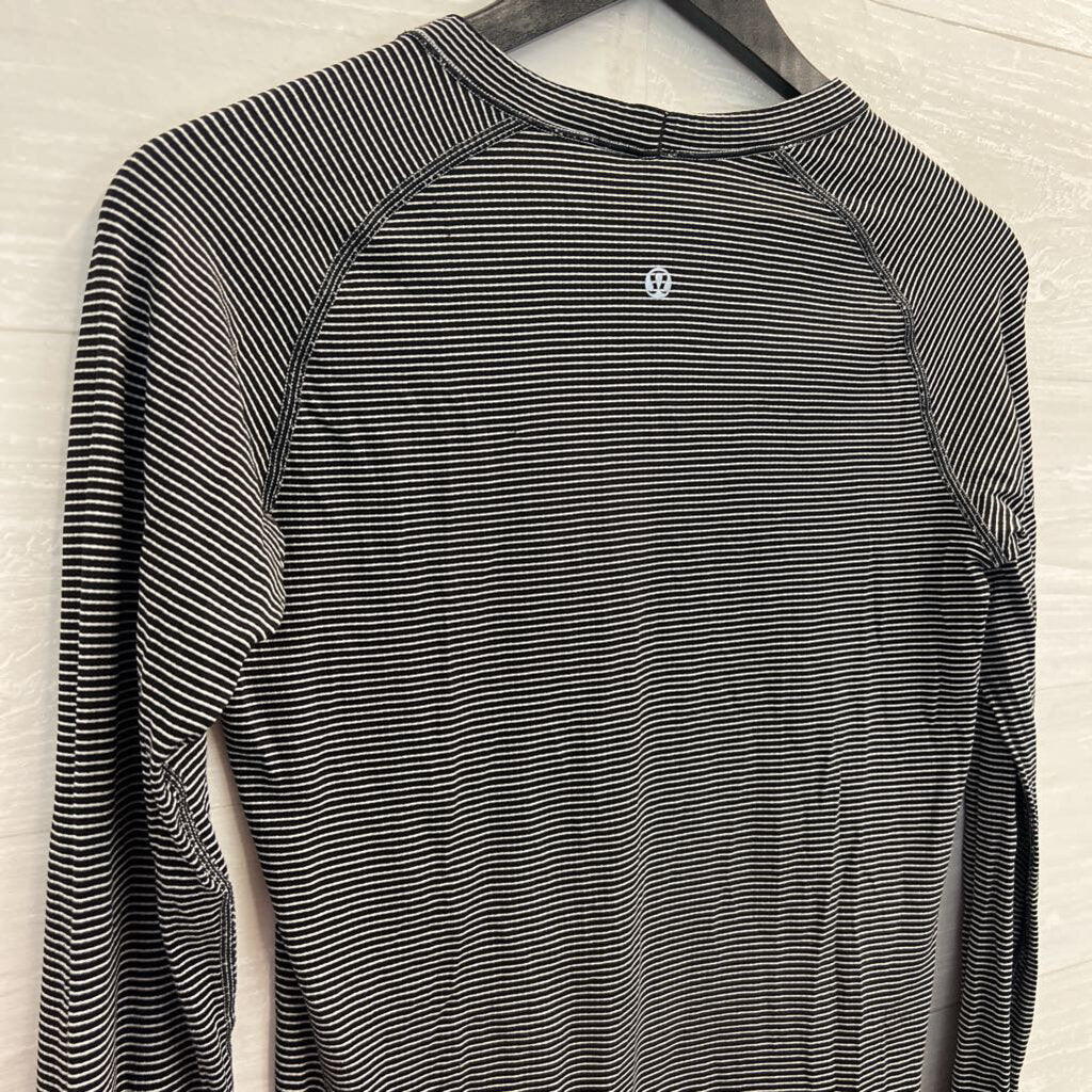 Lululemon Black/ White Striped Long Sleeve Athletic Top 8