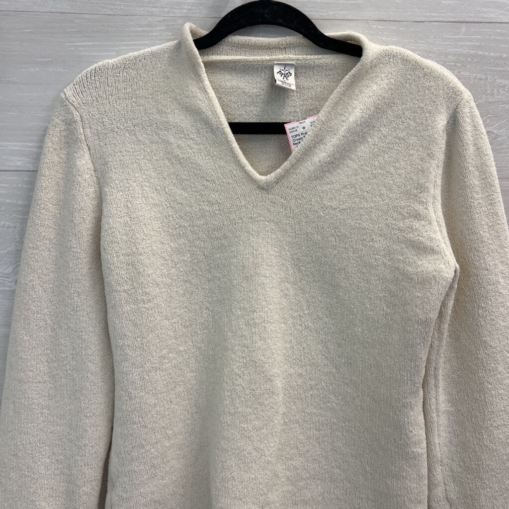 Prana Cream Soft Knit V Neck Sweater Top Large