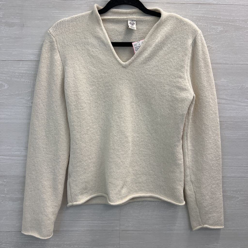 Prana Cream Soft Knit V Neck Sweater Top Large