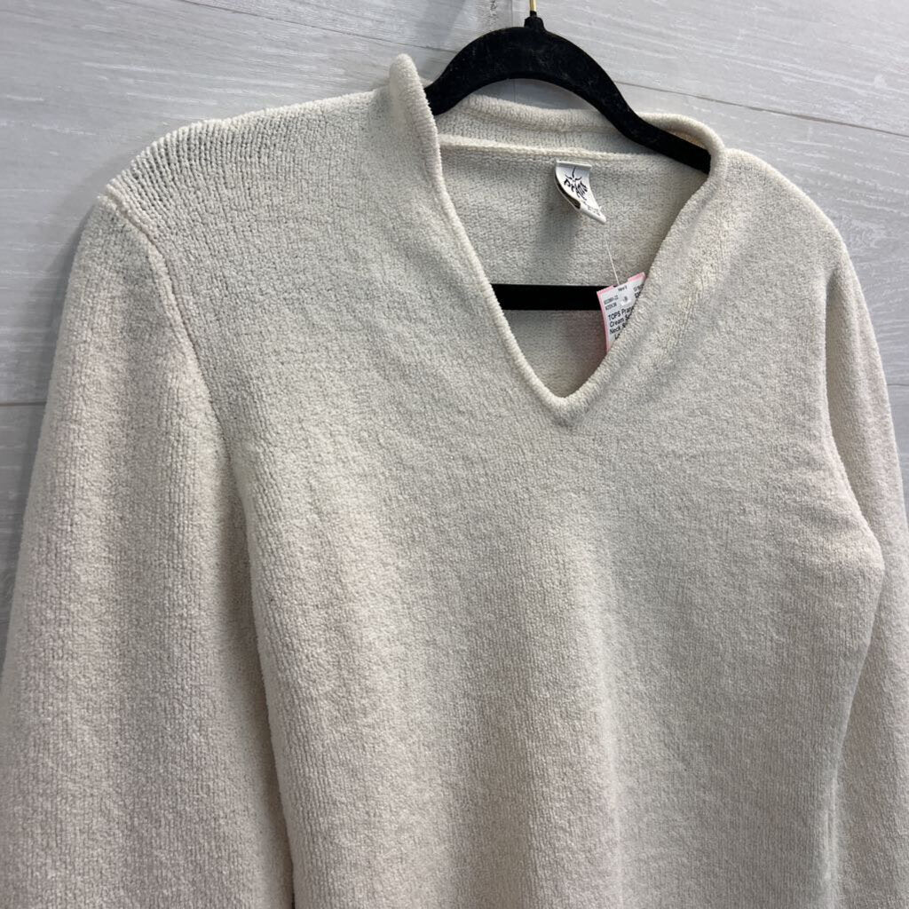 Prana Cream Soft Knit V Neck Sweater Top Large