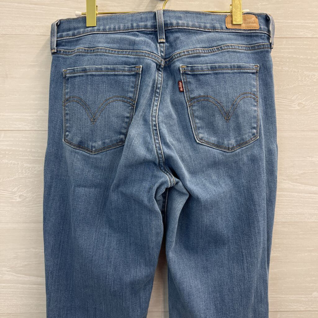 Levi Light Wash Blue Stretchy 505 Straight Leg Jeans 8