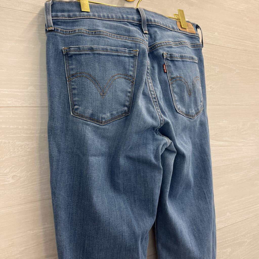 Levi Light Wash Blue Stretchy 505 Straight Leg Jeans 8