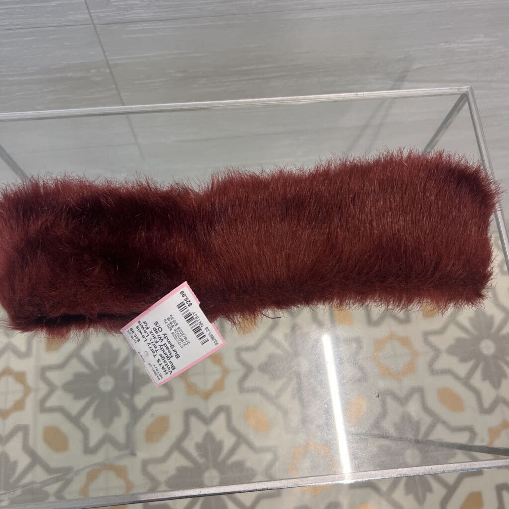 Vintage Terry Lewis Burgundy Faux Fur Head Wrap