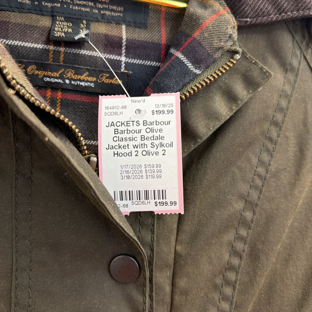 Barbour Olive Classic Bedale Jacket with Sylkoil Hood 2