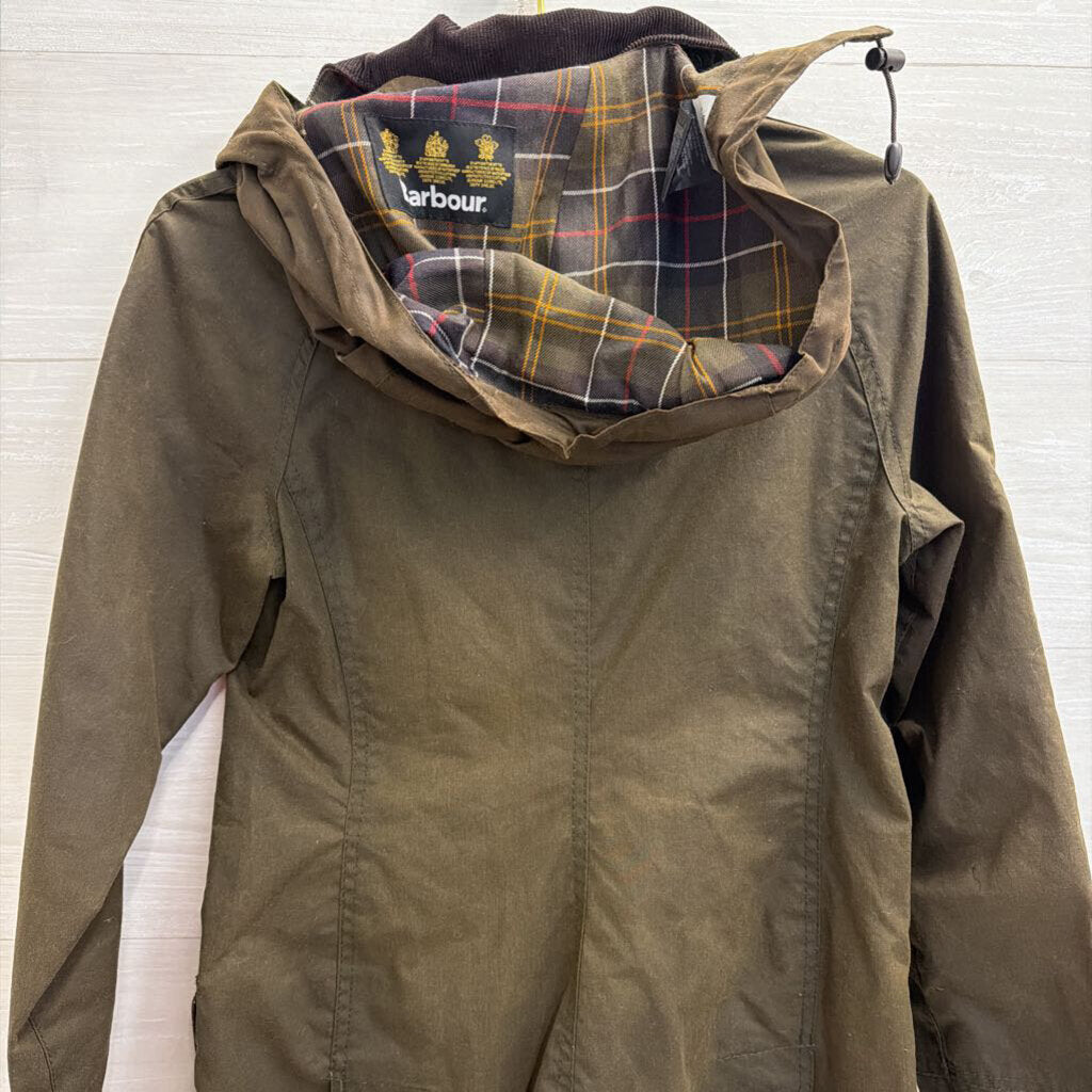 Barbour Olive Classic Bedale Jacket with Sylkoil Hood 2