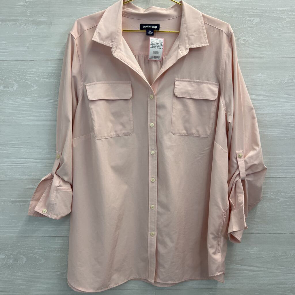 Lands End Pink Long Sleeve Button Down Top 1X