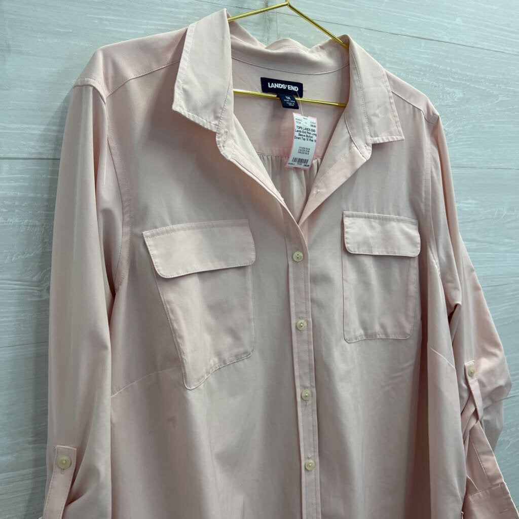 Lands End Pink Long Sleeve Button Down Top 1X