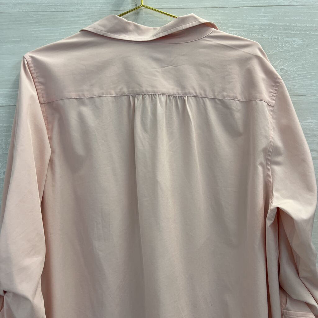 Lands End Pink Long Sleeve Button Down Top 1X