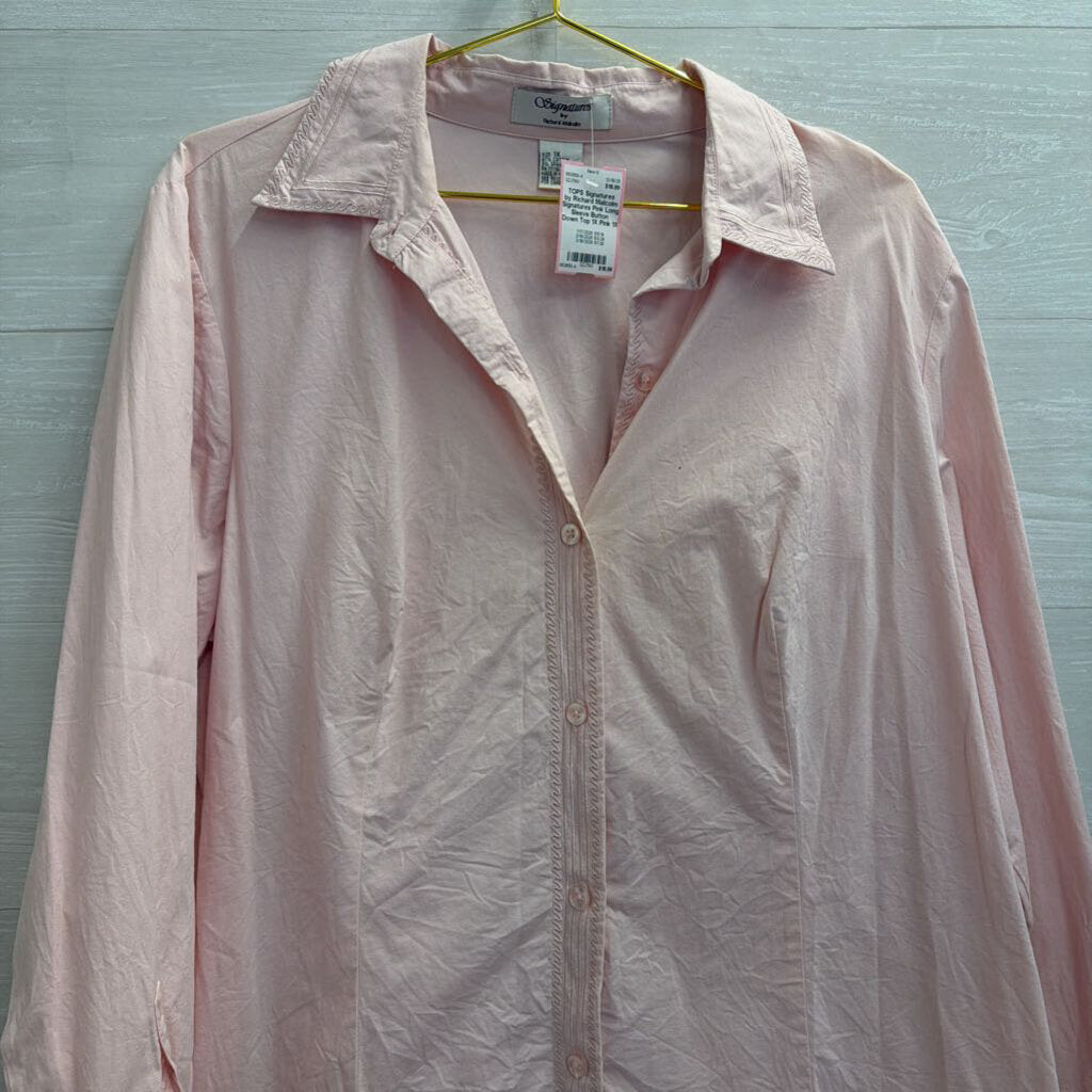 Signatures Pink Long Sleeve Button Down Top 1X