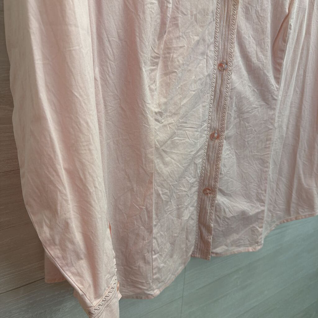 Signatures Pink Long Sleeve Button Down Top 1X