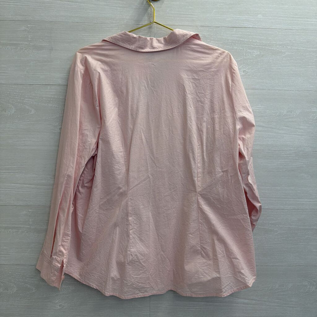 Signatures Pink Long Sleeve Button Down Top 1X