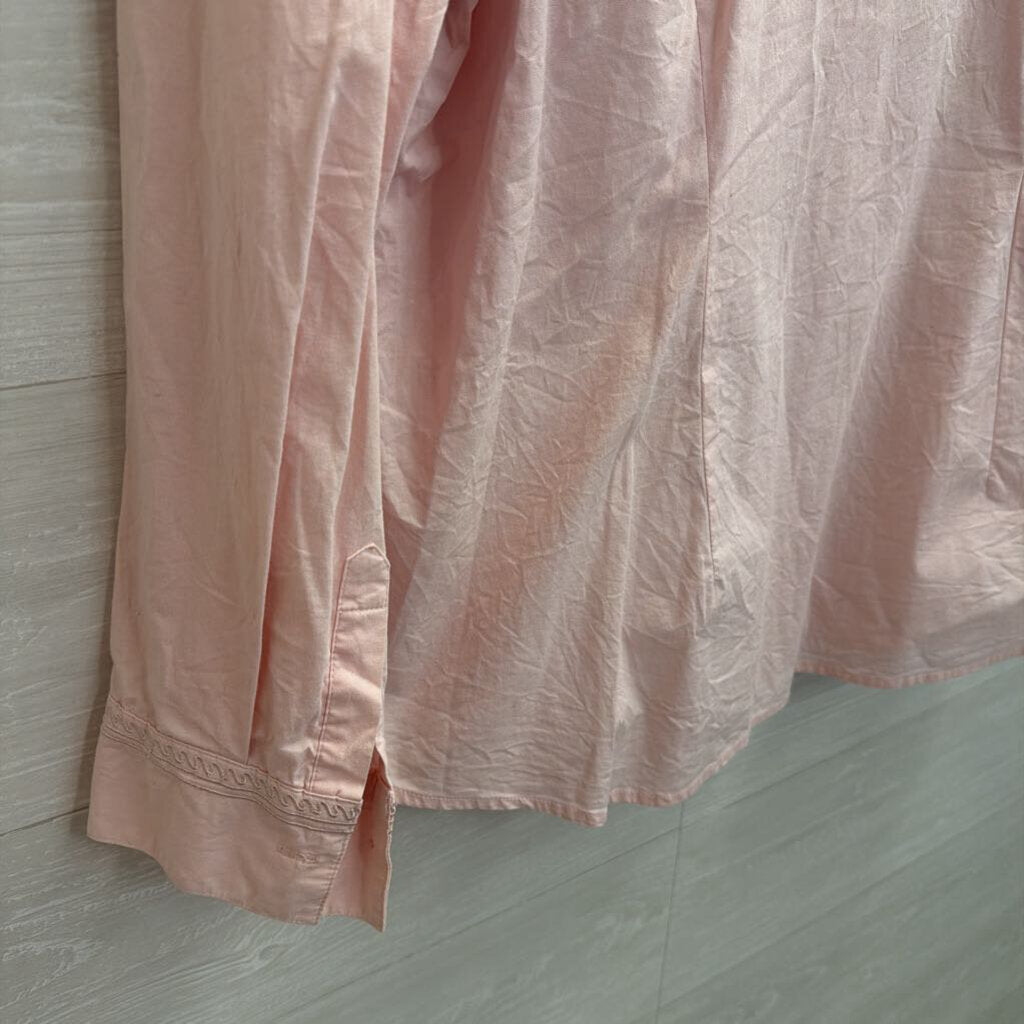 Signatures Pink Long Sleeve Button Down Top 1X