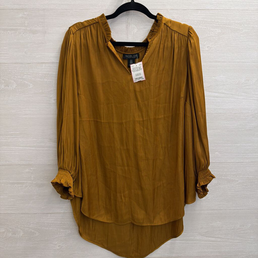 Rachel Zoe Silky Brown Long Sleeve Top 1X