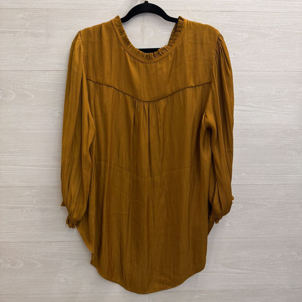 Rachel Zoe Silky Brown Long Sleeve Top 1X