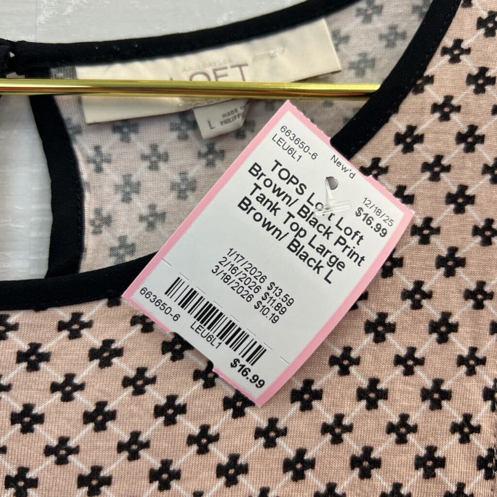 Loft Brown/ Black Print Tank Top Large