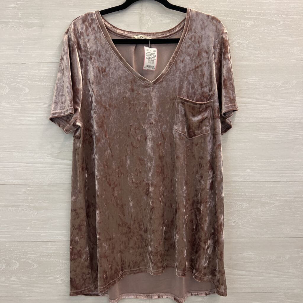 Spring and Mercer Pink Velvet Legging Short Sleeve Top Extra Large