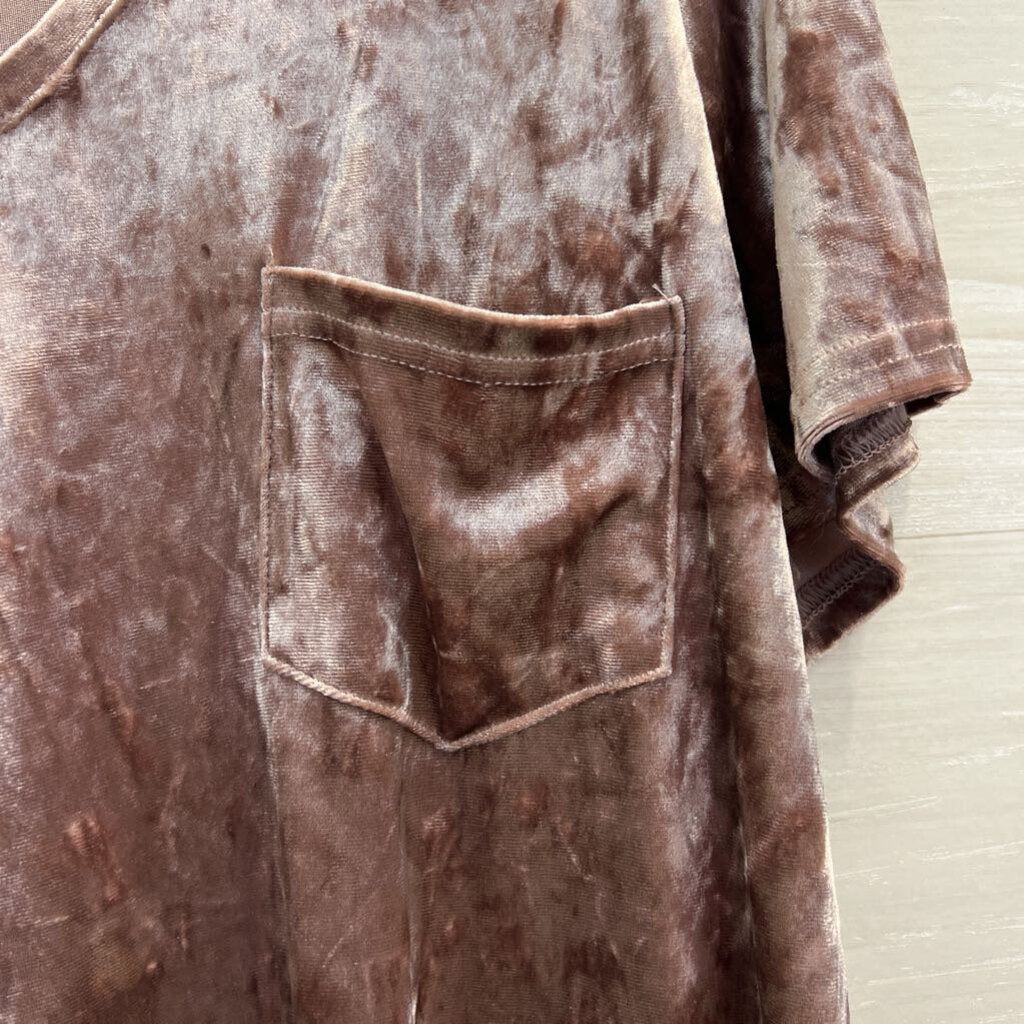 Spring and Mercer Pink Velvet Legging Short Sleeve Top Extra Large