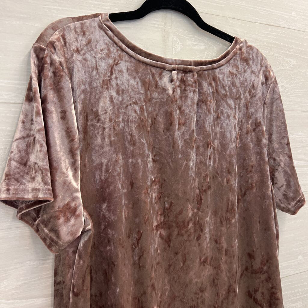 Spring and Mercer Pink Velvet Legging Short Sleeve Top Extra Large
