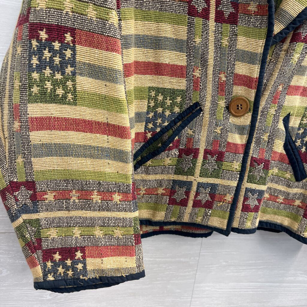 Carolina Colours Brown/ Multi Tapestry Star/ Stripe Print Jacket 2X