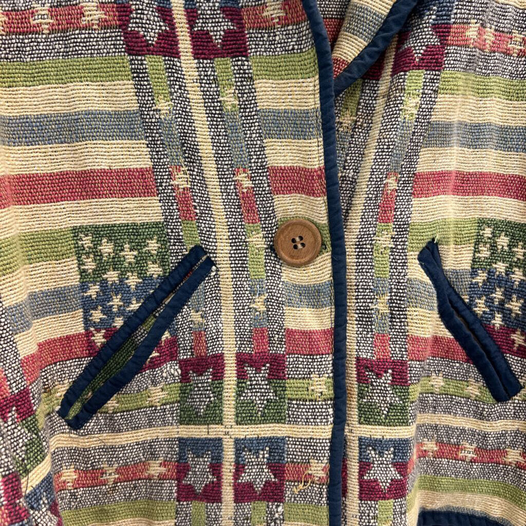 Carolina Colours Brown/ Multi Tapestry Star/ Stripe Print Jacket 2X