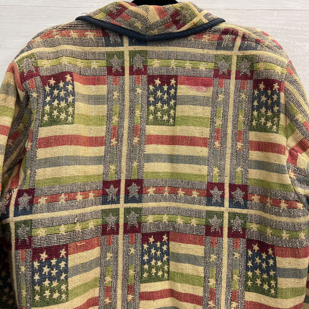 Carolina Colours Brown/ Multi Tapestry Star/ Stripe Print Jacket 2X