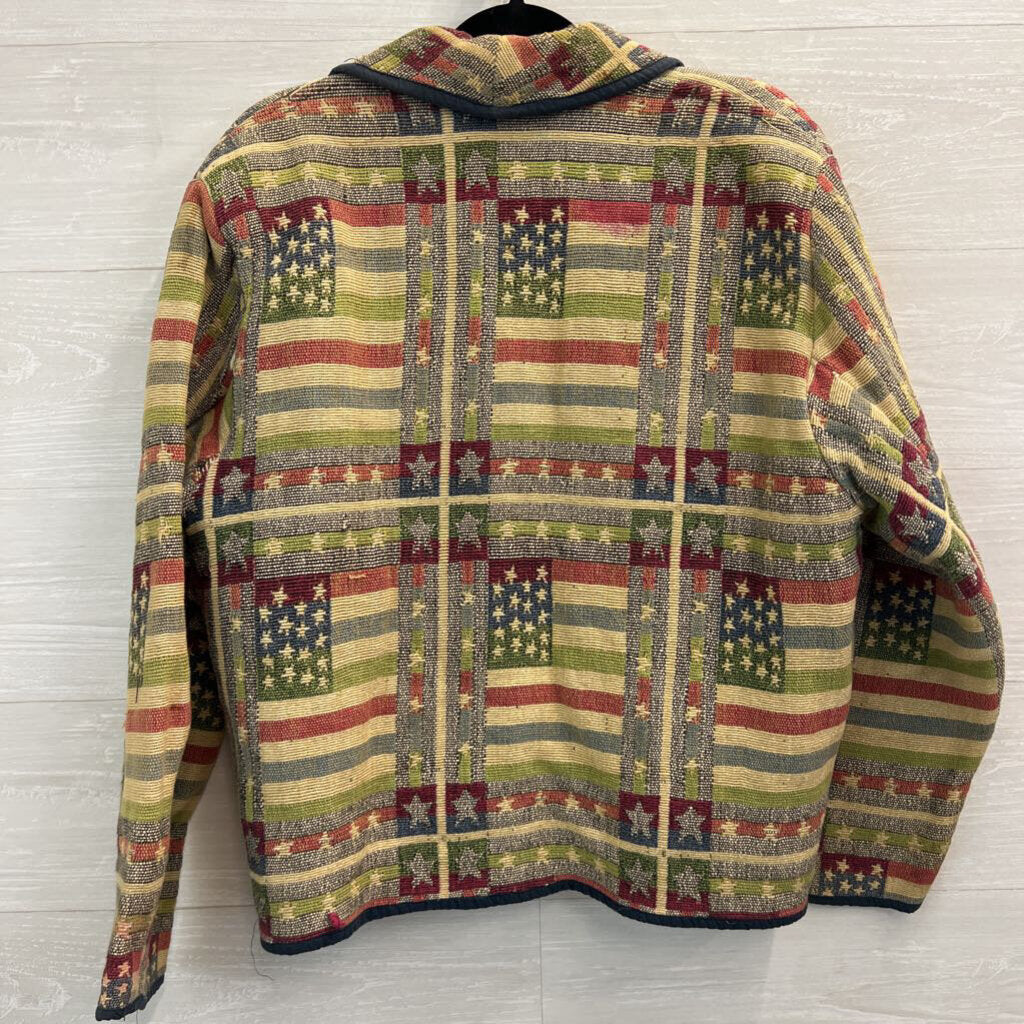 Carolina Colours Brown/ Multi Tapestry Star/ Stripe Print Jacket 2X
