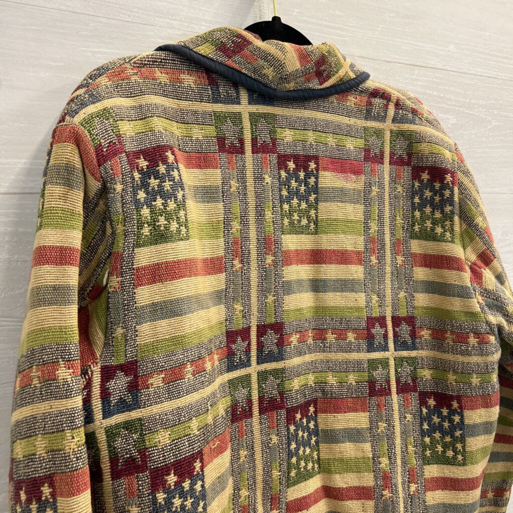 Carolina Colours Brown/ Multi Tapestry Star/ Stripe Print Jacket 2X