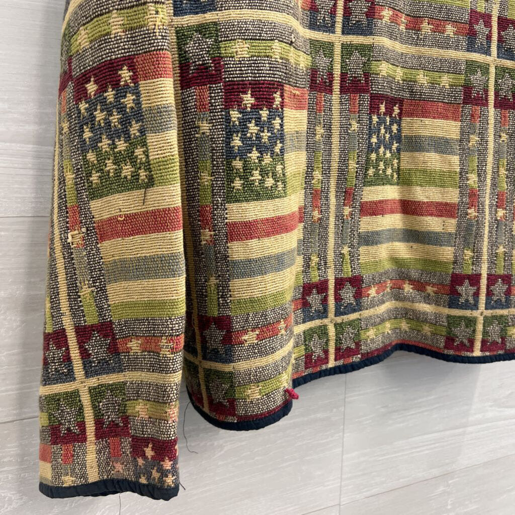 Carolina Colours Brown/ Multi Tapestry Star/ Stripe Print Jacket 2X