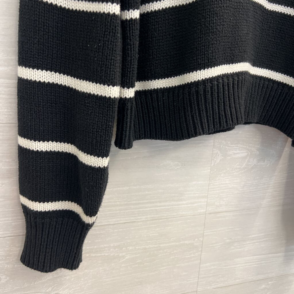 Z Supply Black/ White Knit Striped Cropped Sweater Medium