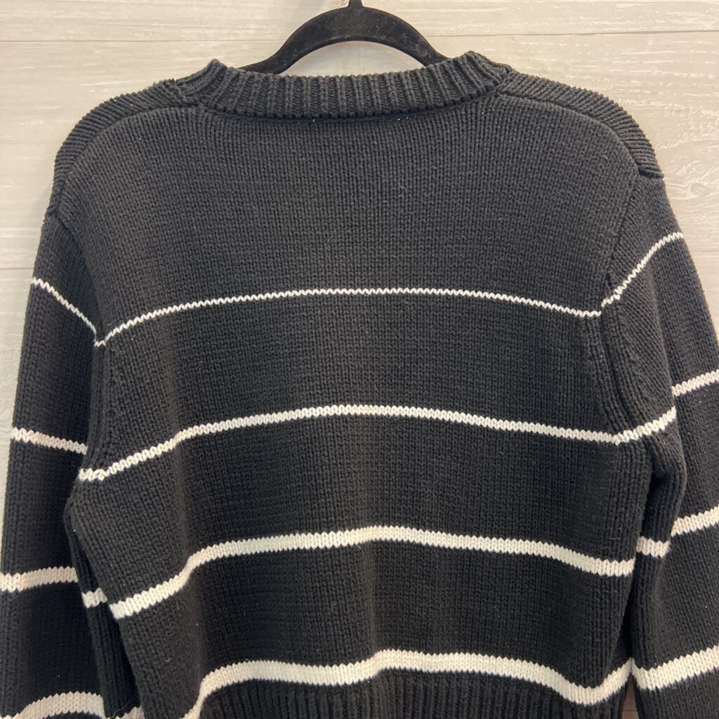 Z Supply Black/ White Knit Striped Cropped Sweater Medium