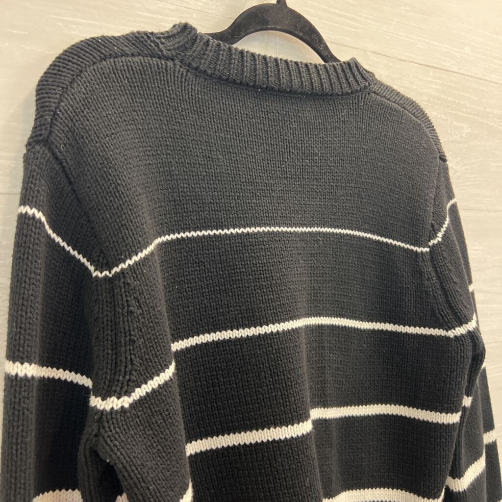 Z Supply Black/ White Knit Striped Cropped Sweater Medium