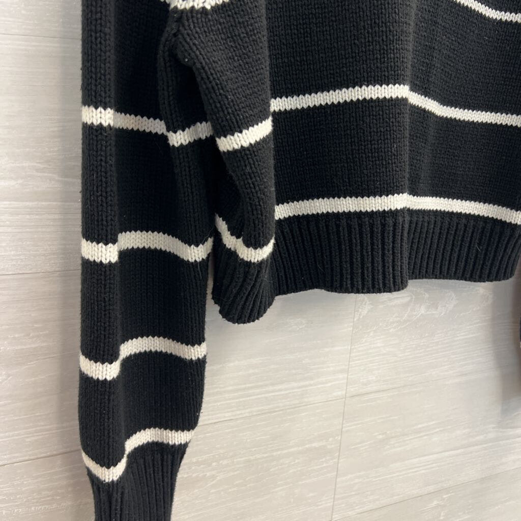 Z Supply Black/ White Knit Striped Cropped Sweater Medium