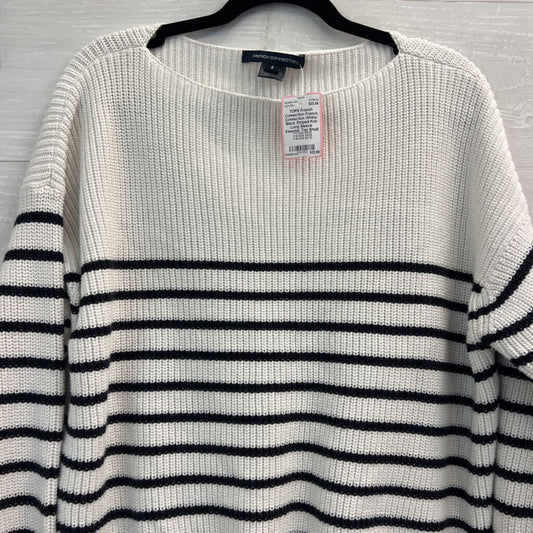 French Connection White/ Black Striped Knit Long Sleeve Sweater Top Small