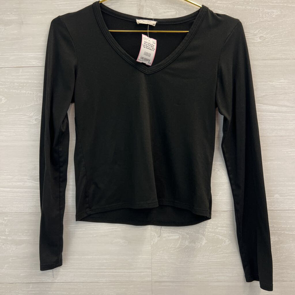 Olivia Rae Black Long Sleeve V Neck Top Small
