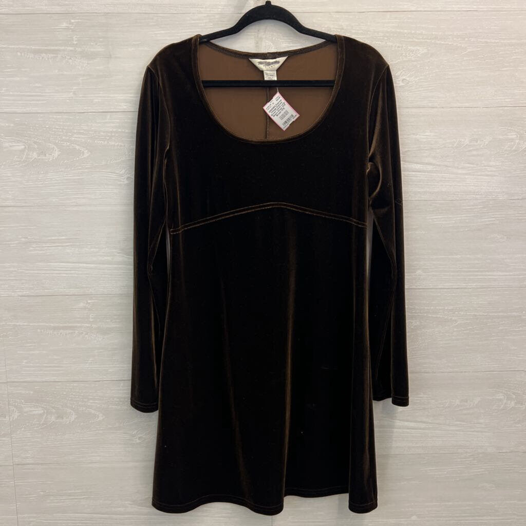 Vintage Express Brown Velvet Long Sleeve Dress 11/12