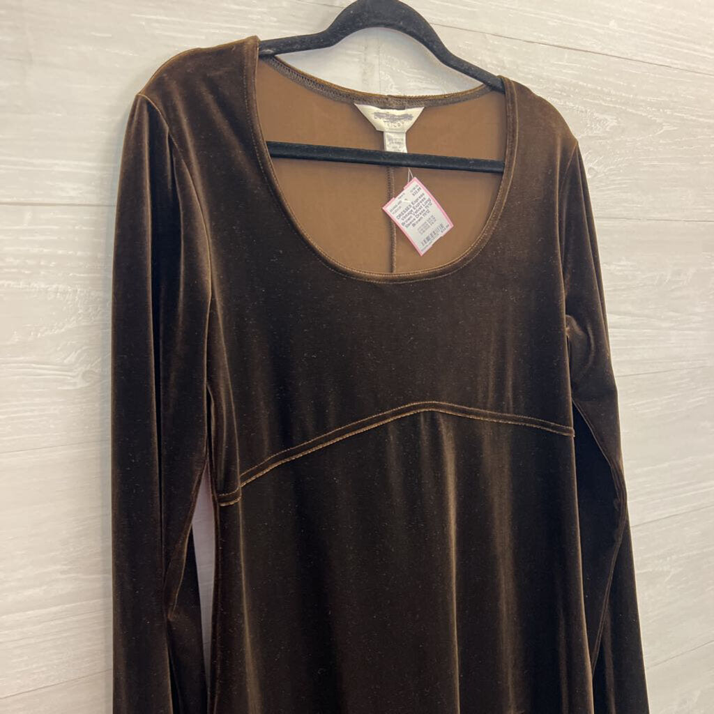 Vintage Express Brown Velvet Long Sleeve Dress 11/12