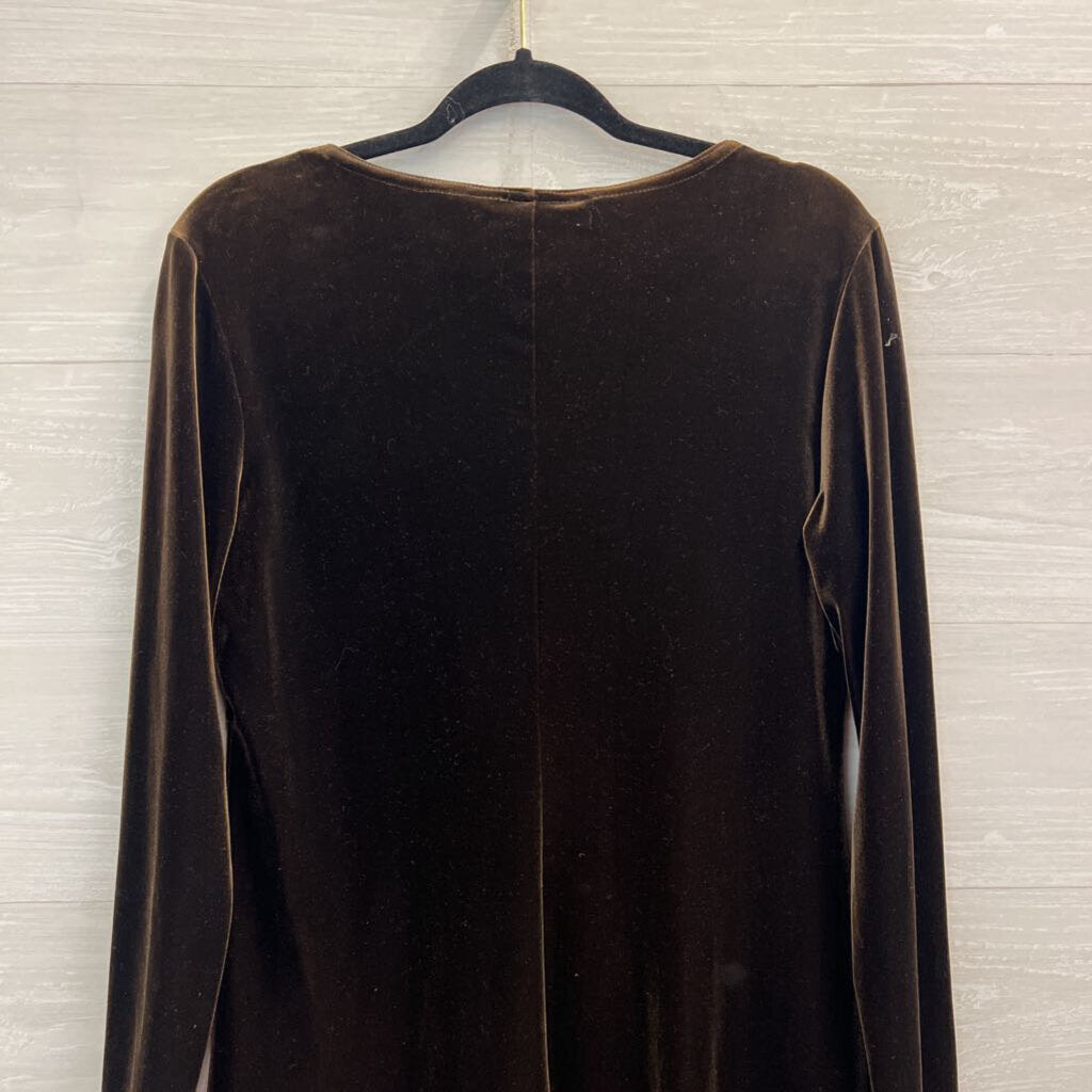 Vintage Express Brown Velvet Long Sleeve Dress 11/12