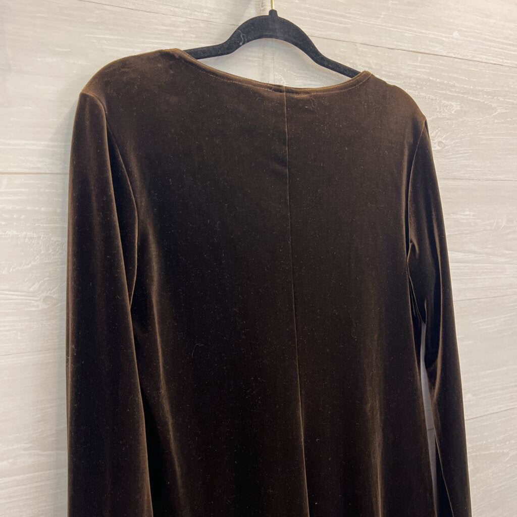 Vintage Express Brown Velvet Long Sleeve Dress 11/12