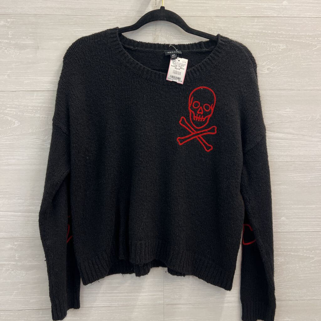 Torrid Black/ Red Skull Long Sleeve Sweater 00
