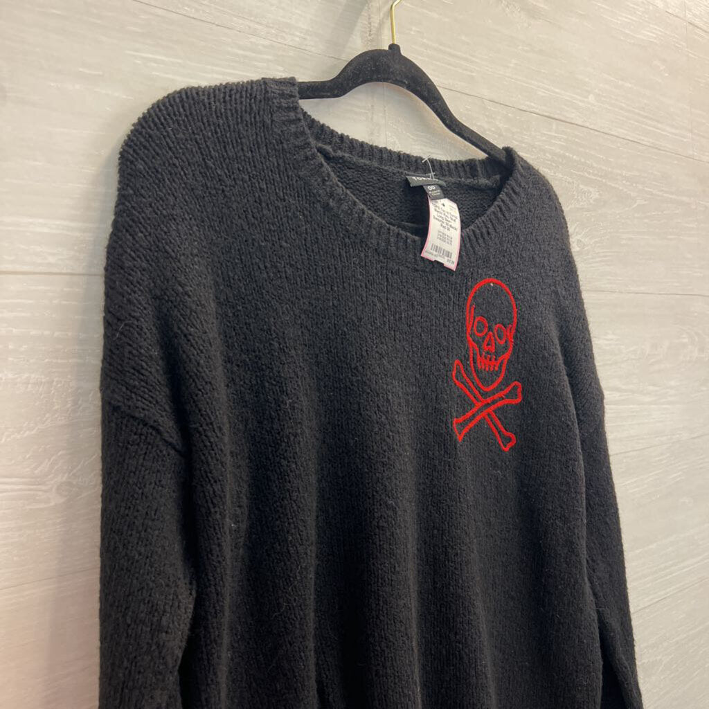 Torrid Black/ Red Skull Long Sleeve Sweater 00
